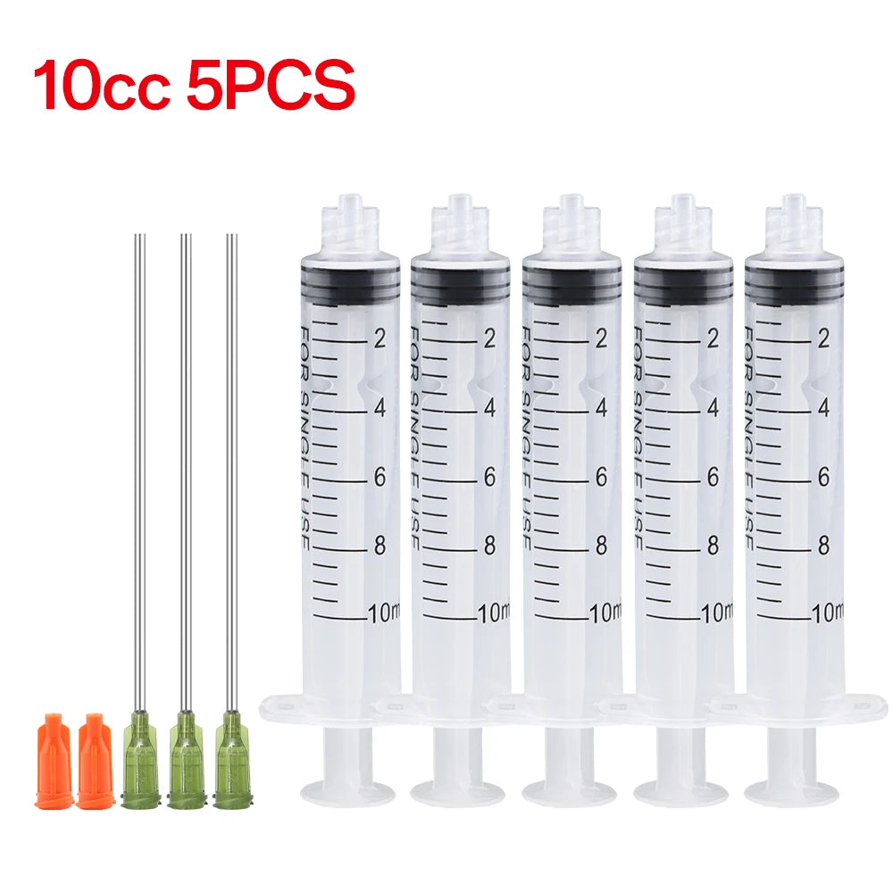 3ml-60ml Plastic Luer Lock Syringe Industrial Syringes With 4 Inch Glue Dispensing Tip and Caps for Oil Glue Liquid,Pet Feeding