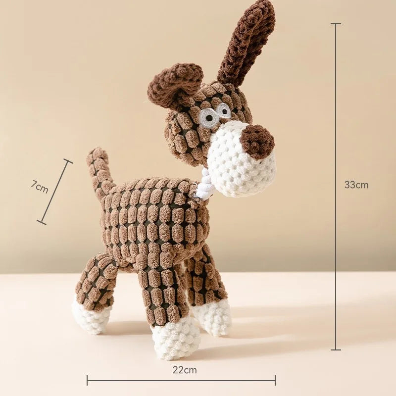 Plush Dog Toy Animals Shape Bite Resistant Squeaky Toys Corduroy Dog Toys for Small Large Dogs Puppy Pets Training Accessories