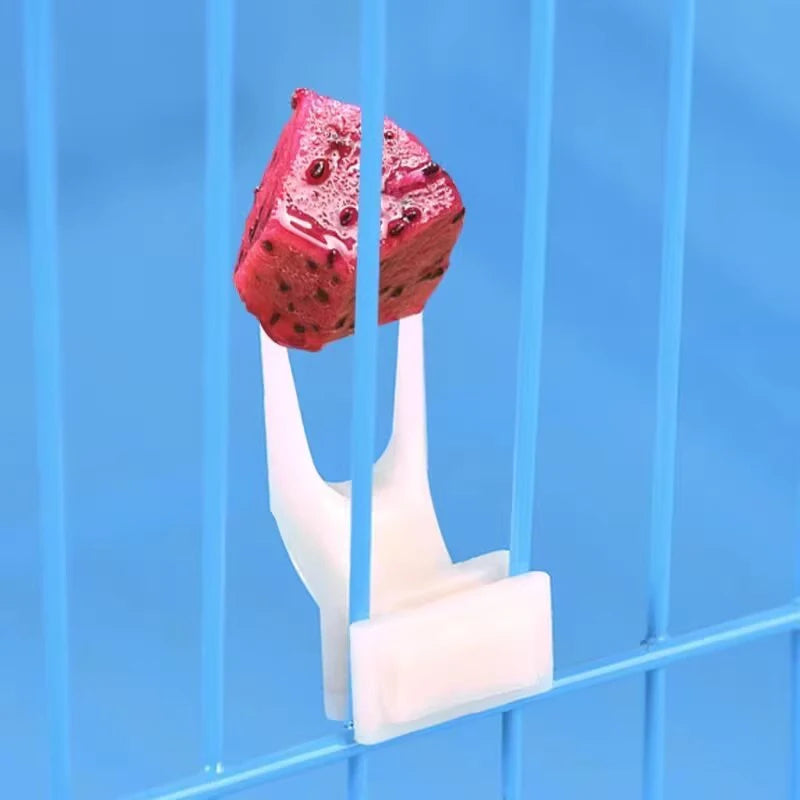 5Pcs Fruit Fork Parrot Pet Bird Plastic Food Holder Feeding on Cage for Hamster Rat 2 Size S/L Fruit Fork Parrot Fruit Fork