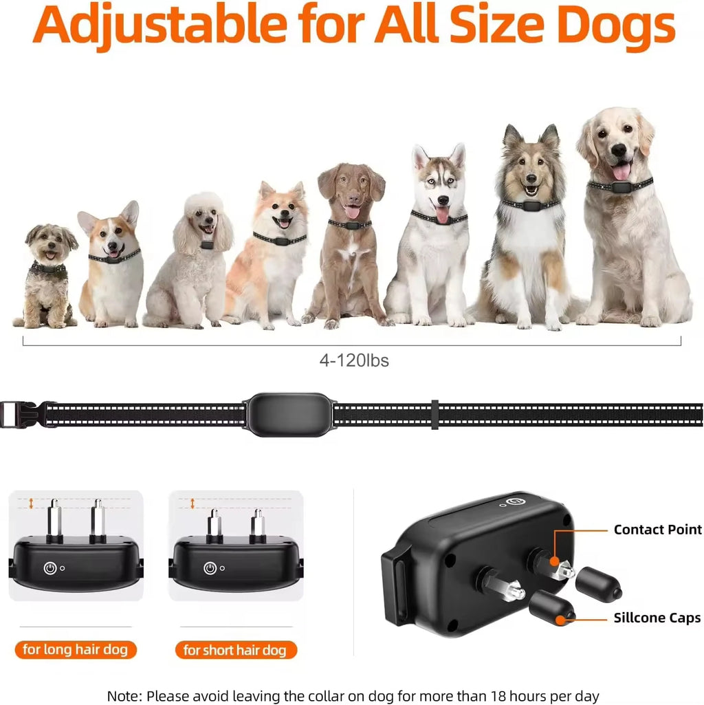Electric Dog Training Collar Digital Rechargeable Remote Control Waterproof Vibrator Pet Dog Bark Stop Shock Collar for Dogs