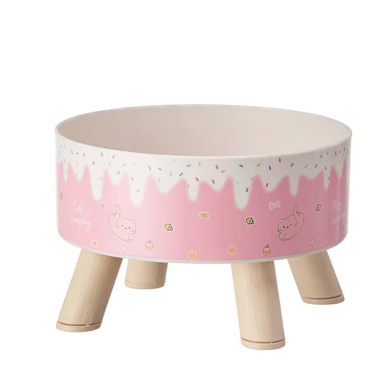 An ice cream pet bowl Colorful feeding and water cat bowl Fashion cartoon design dog bowl Pet high-legged neck bowl