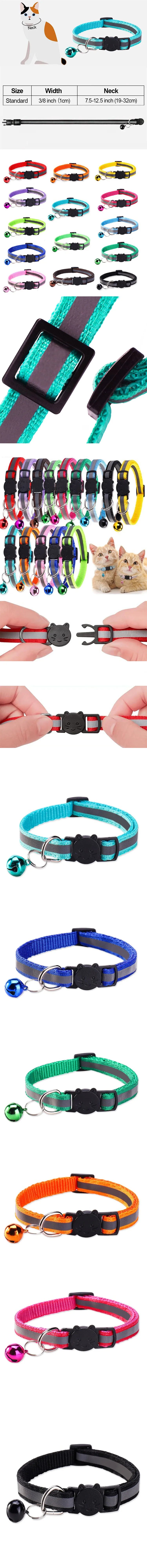 Cat Collar with Bell Cats Necklace Kitten Collar Breakaway  Collar Anti-strangling Armrests for Cat Necklace Pet Strap MBO02