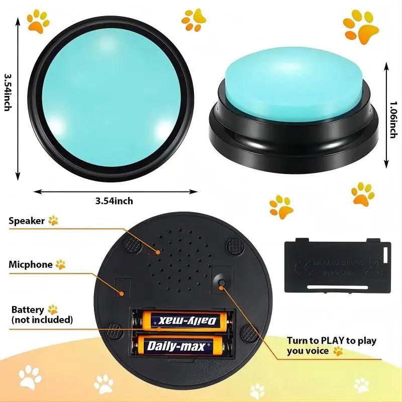 Juguetes para perros, divertidos juguetes para perros grabables, juguetes para mascotas parlantes de viaje, juguetes para mascotas, botones parlantes, suministros portátiles y lindos para mascotas.