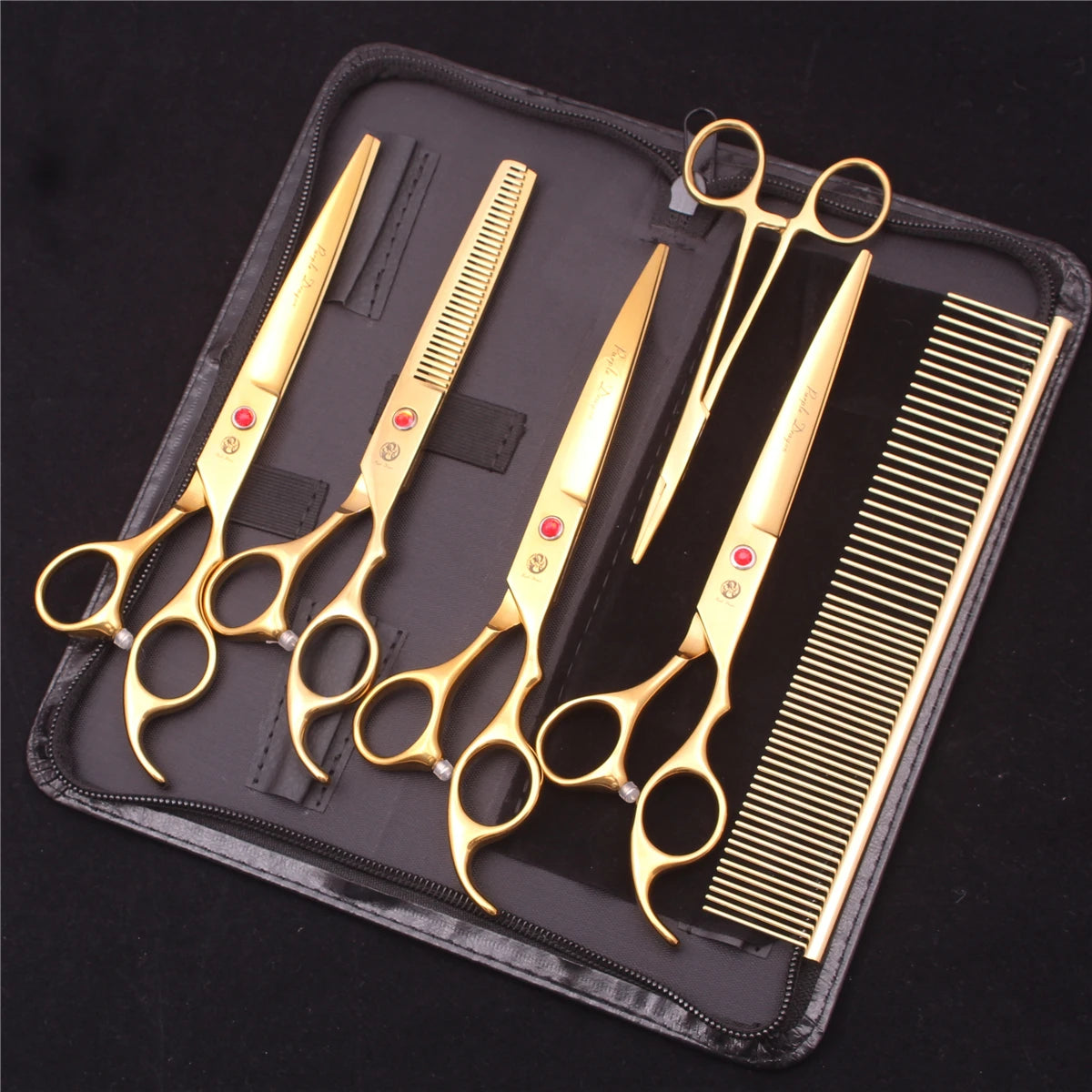 Purple Dragon Dog Grooming Scissors 7" Japan Stainless Straight Shears Pet Thinning Scissors Dog Curved Shears Chunker Z3003