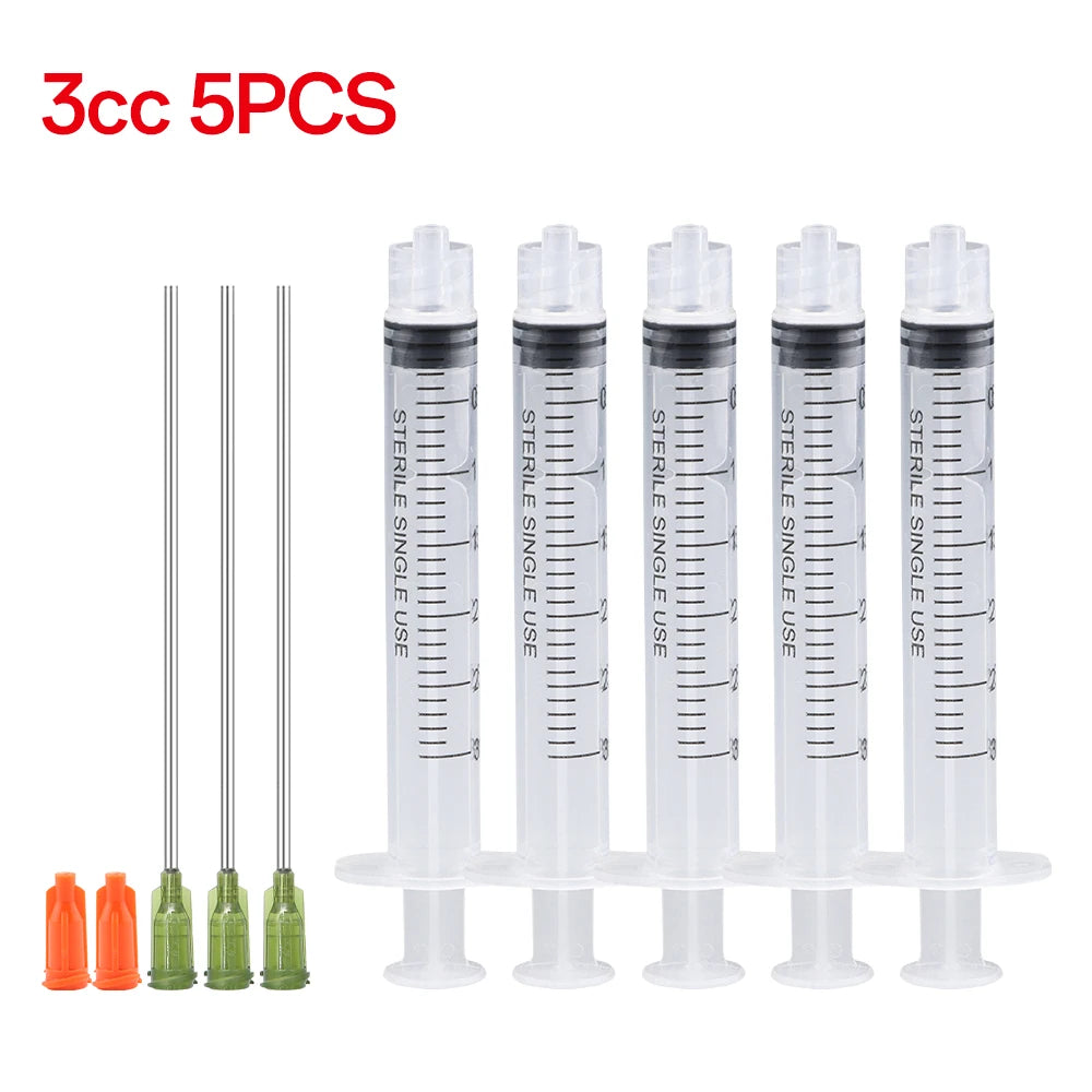 3ml-60ml Plastic Luer Lock Syringe Industrial Syringes With 4 Inch Glue Dispensing Tip and Caps for Oil Glue Liquid,Pet Feeding