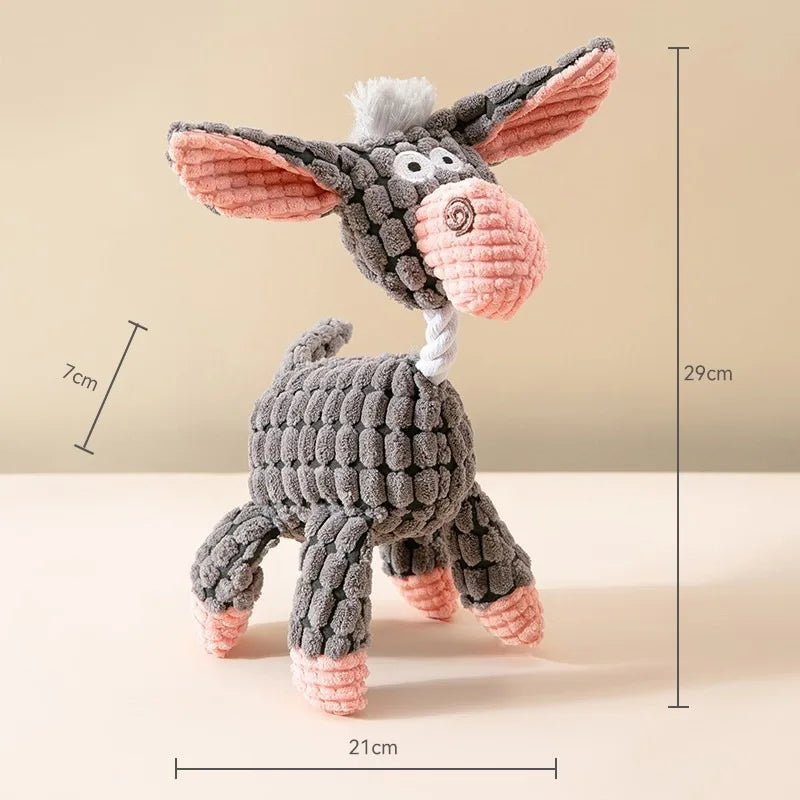Plush Dog Toy Animals Shape Bite Resistant Squeaky Toys Corduroy Dog Toys for Small Large Dogs Puppy Pets Training Accessories