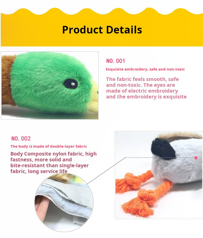 Plush Green Head Duck Squeaky Toy Realistic Wild Duck Design Chew-Resistant Durable Dog Toy for Puppies Interactive Pet Supplies