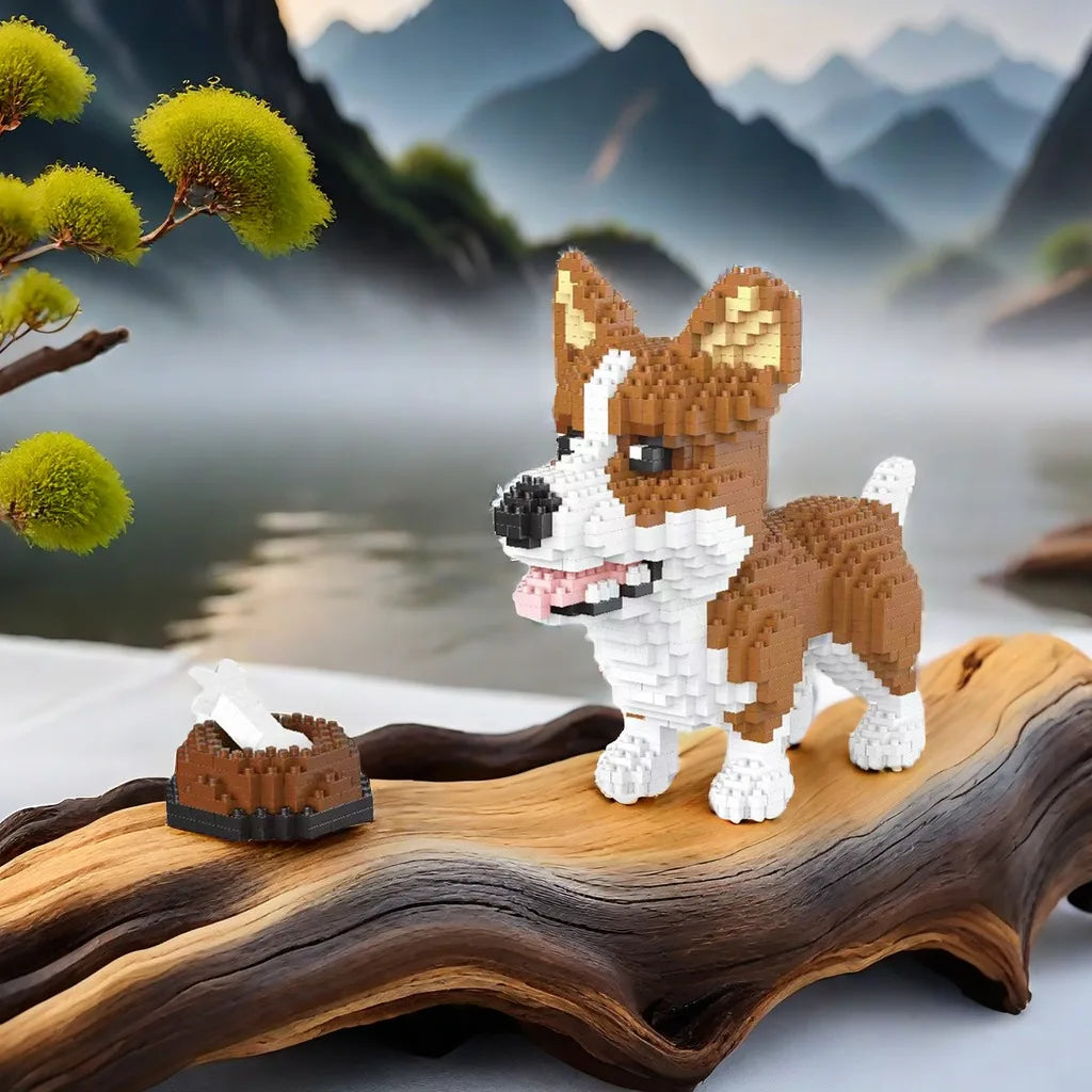 Knew Built Corgi Dog Micro Mini Building Blocks Toys: Adorable Model for Pet Lovers, Recreation, Perfect Display and Gift Idea