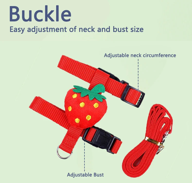 Rabbit Cat Harness and Leash Set Adjustable Pet Lead Leash for Small Animals Ferrets Piggies Hedgehogs Outdoor Walking
