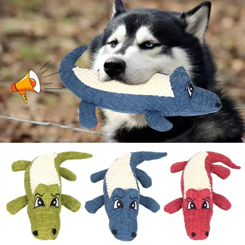 Jouets à mâcher interactifs pour animaux de compagnie, en forme d'alligator, en forme de dessin animé, jouet sonore pour chien, rongement et grincement des dents, fournitures d'entraînement