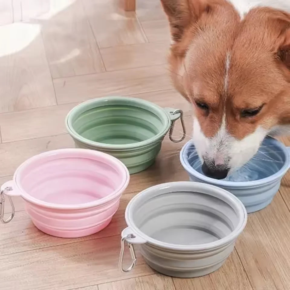 Foldable Silicone Dog Bowl Pet Outdoor Travel Portable Folding Cat Food Water Large Capacity Container Feeding Bowl Pet Supplies
