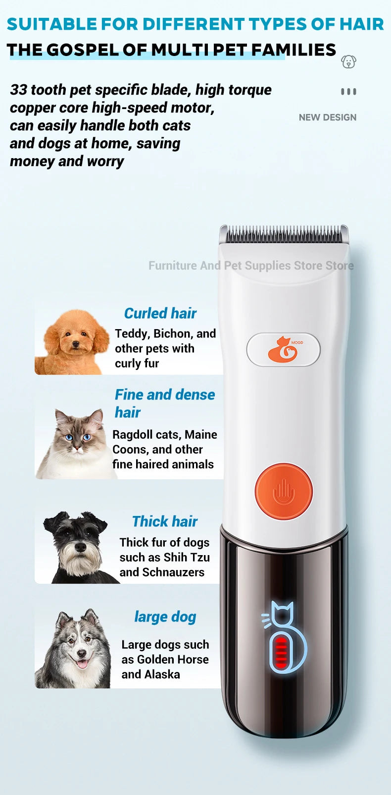 Electric Dogs Grooming Clipper Professional Hair Cutter for Pets Hair Trimmer Cordless Low Noise Shaver Cutter Machine Scissors