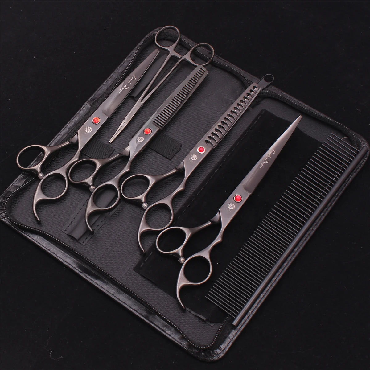 Purple Dragon Dog Grooming Scissors 7" Japan Stainless Straight Shears Pet Thinning Scissors Dog Curved Shears Chunker Z3003