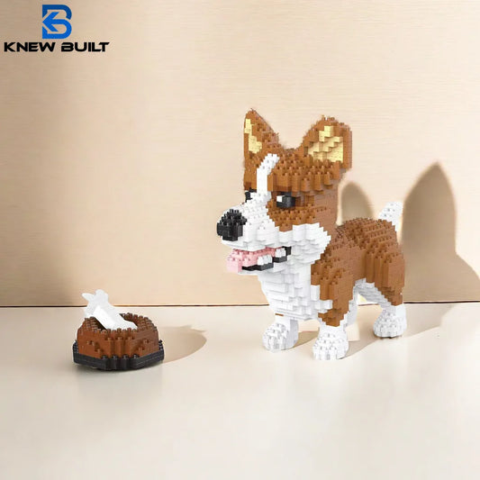 Knew Built Corgi Dog Micro Mini Building Blocks Toys: Adorable Model for Pet Lovers, Recreation, Perfect Display and Gift Idea