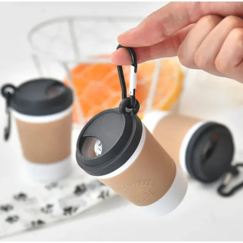 Portable Pet Poop Trash Can Dispenser Creative Coffee Cup Dog Garbage Storage Design Outdoor Dog Walking Garbage Bag Storage Box