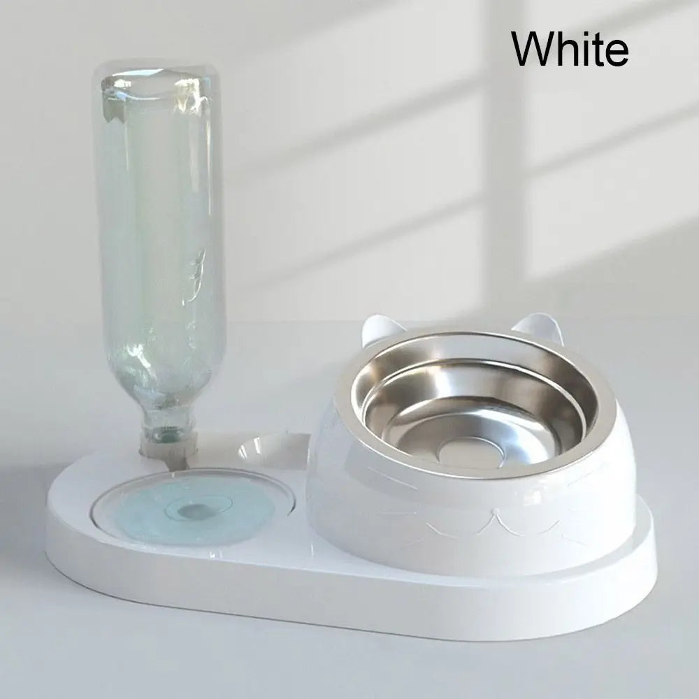 Food Container with Waterer Pet Waterer Feeder 2-in-1 Cat Bowl Water Dispenser Automatic Water Storage Pet Dog Cat Food Bowl