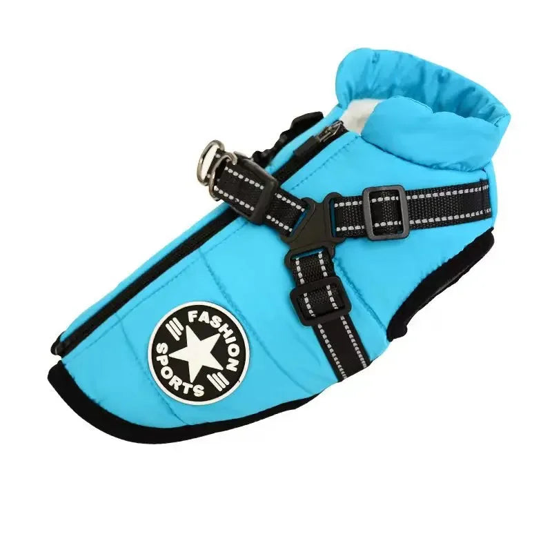 Chaqueta grande con arnés para perro, ropa cálida de invierno para labrador, abrigo impermeable para perro grande, trajes para chihuahua y bulldog francés.