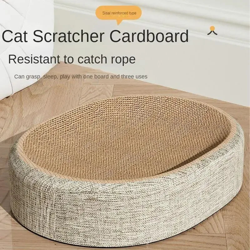 Oval Shaped Scratch Pad for Cats Sisal Scratching Cat Bed Multipurpose Pet Sleeping Mat Wear-Resistant Cat Scratch Bed Nest