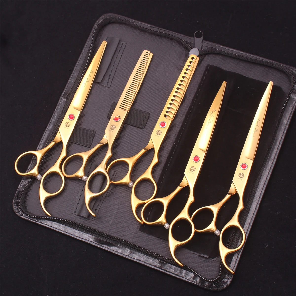 Purple Dragon Dog Grooming Scissors 7" Japan Stainless Straight Shears Pet Thinning Scissors Dog Curved Shears Chunker Z3003