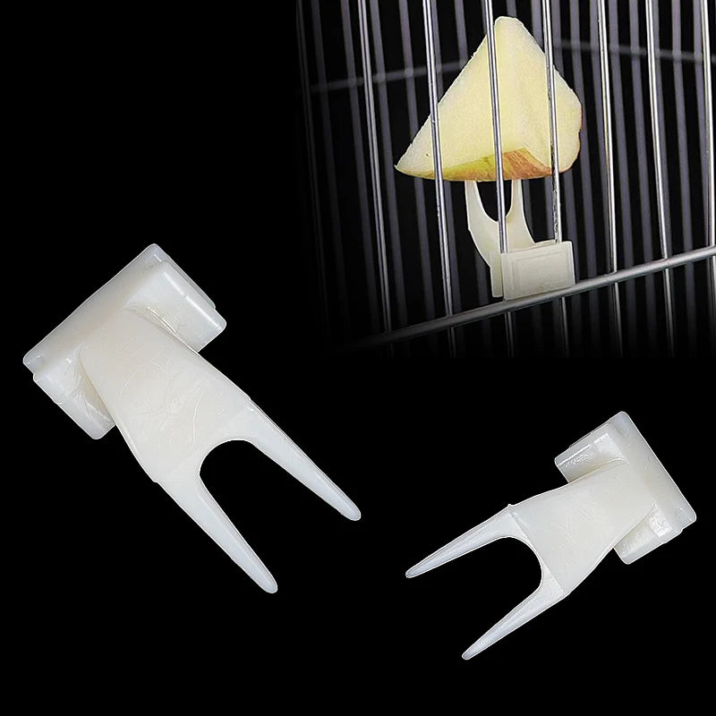 5Pcs Fruit Fork Parrot Pet Bird Plastic Food Holder Feeding on Cage for Hamster Rat 2 Size S/L Fruit Fork Parrot Fruit Fork