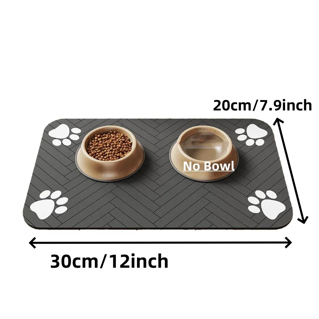 1pc S/M/L bsorbent Pet Feeding Mat, Waterproof Placemat for Dog & Cat Food & Water Bowls, Quick-Dry Rubber Backing