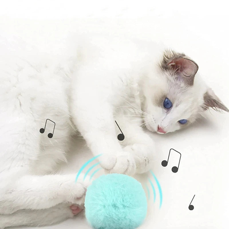 Pelota interactiva inteligente para gatos, juguete de peluche eléctrico con hierba gatera para entrenamiento, juguete con sonido táctil para mascotas, pelota de juguete con chirrido.