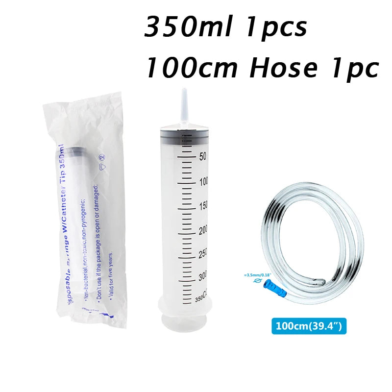Plastic Car Oil Pet Feeding Pump Nutrient Measuring Big Syringe Reusable With 100cm Hose Syringes Large Capacity Syringe 100-550