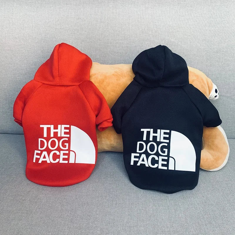 Sudadera con capucha para perro, temporada de otoño e invierno, ropa para perros grandes, estampado de texto en la cara del perro, chaqueta para bulldog francés y labrador.