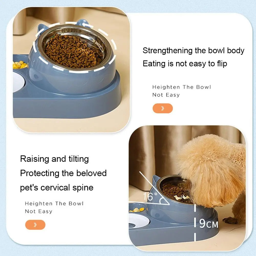 Food Container with Waterer Pet Waterer Feeder 2-in-1 Cat Bowl Water Dispenser Automatic Water Storage Pet Dog Cat Food Bowl