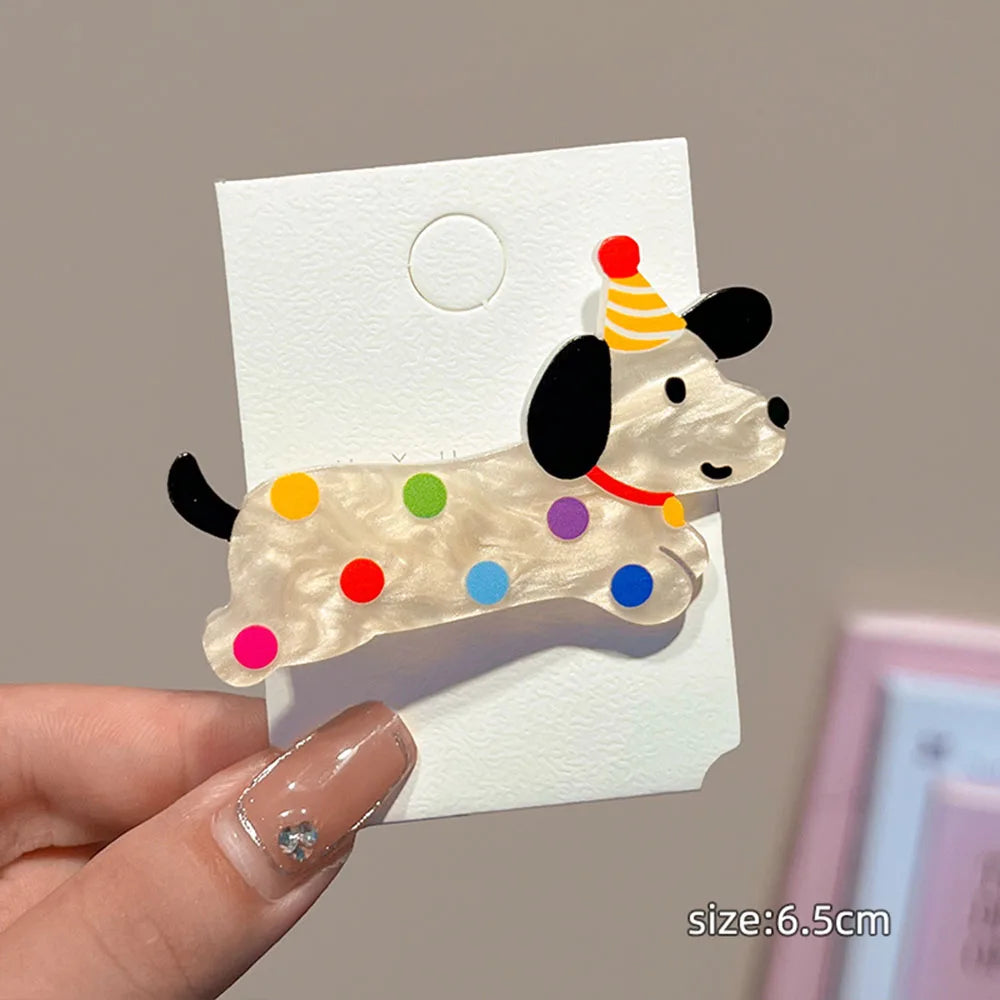 Cartoon Cute Puppy Headwear kitty Hair Clip Acrylic Christmas Hairpins Sweet Animal Bangs Clip For Girls Hair Accessories
