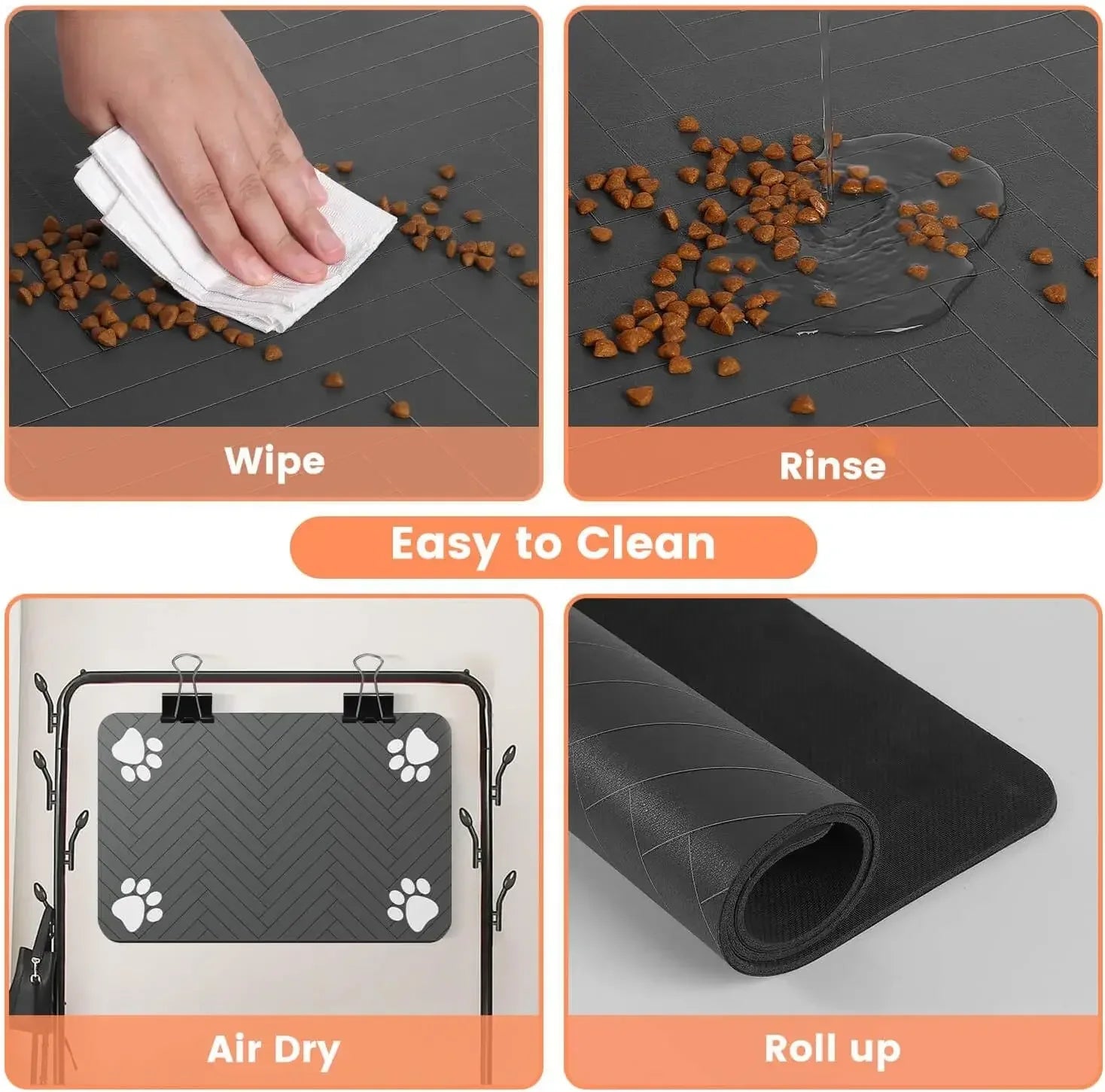 1pc S/M/L bsorbent Pet Feeding Mat, Waterproof Placemat for Dog & Cat Food & Water Bowls, Quick-Dry Rubber Backing