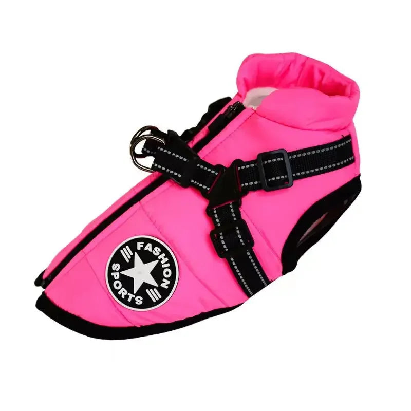 Chaqueta grande con arnés para perro, ropa cálida de invierno para labrador, abrigo impermeable para perro grande, trajes para chihuahua y bulldog francés.