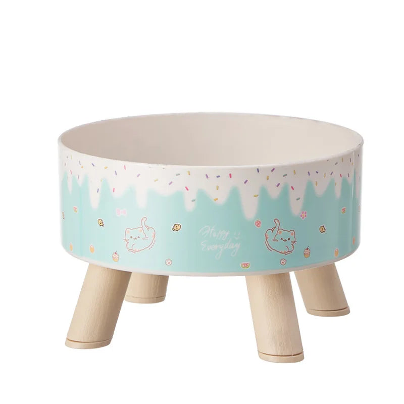 An ice cream pet bowl Colorful feeding and water cat bowl Fashion cartoon design dog bowl Pet high-legged neck bowl