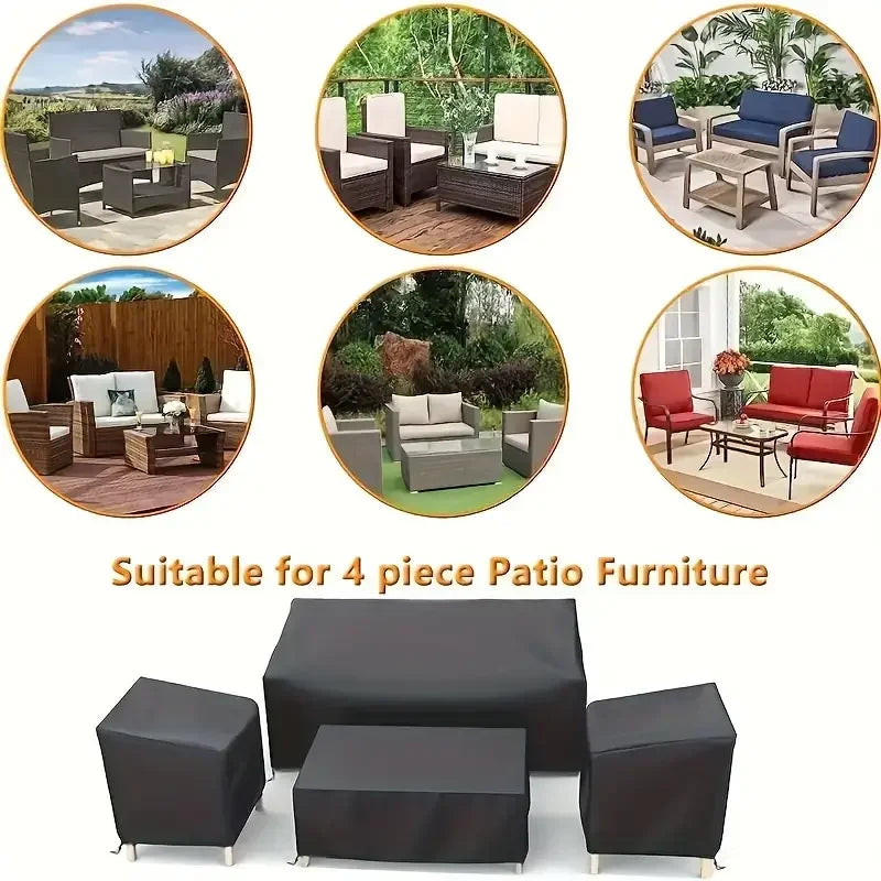 4pcs/Set Patio Furniture Covers, Heavy Duty Waterproof Outdoor Furniture Covers, Rattan Outdoor Furniture Windproof