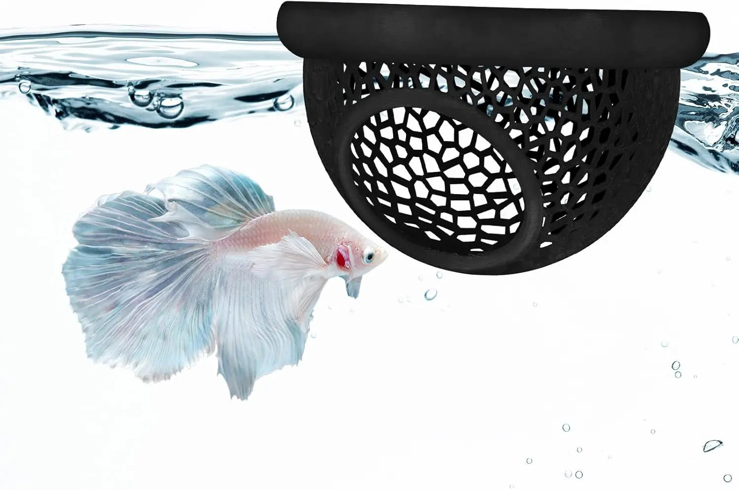 Floating Betta Hide & Shrimp Cave Aquarium Decor 3-in-1 Hammock Feeding Ring & Resting Spot for Betta Shrimp Small Aquatic Pets