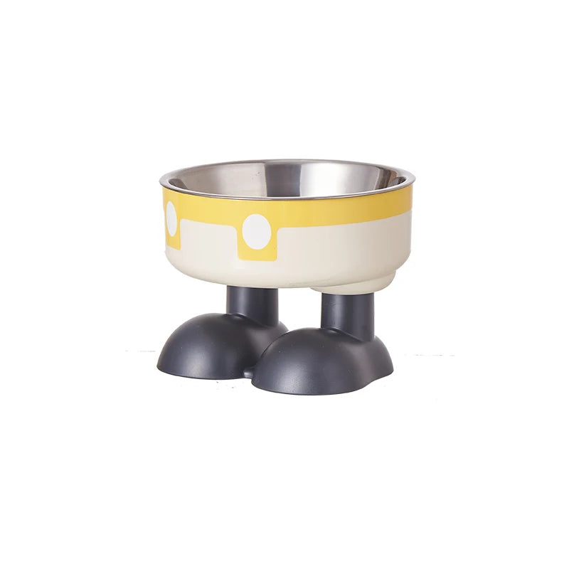 A high-legged pet bowl, colorful stainless steel large-capacity dog bowl for feeding and water, neck-protecting cat bowl, anti