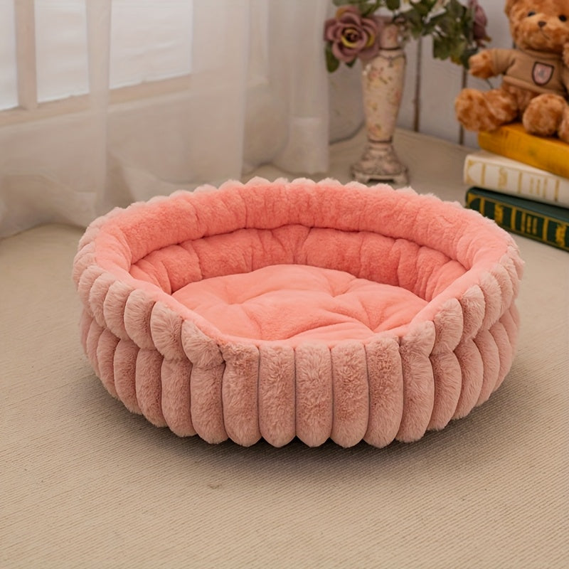 [Ultra-Soft Pet Bed] Ultra-Soft & Washable Four-Season Round Pet Bed | Soft & Comfortable Cat & Dog Mat for Indoor Use, Double-Sided Cushion with Raised Anti-Slip Bottom, Suitable for Small/Medium/Large Dogs and Cats