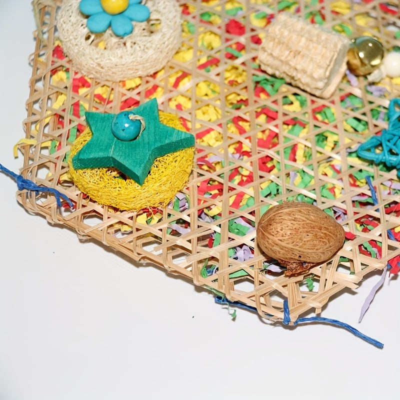 [Tiger Skin Bird Toy Shredder] Bird Toy Shredder Toy Tiger Skin Peony Xuanfeng Parrot Chew Climbing Net Woven Bamboo Net Birdcage Ornament Accessories