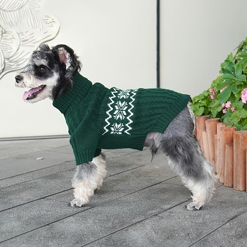 [Machine Washable Acrylic Blend Apparel] Cozy Christmas Dog Sweater - Acrylic Blend Knit Pet Apparel with Turtleneck and Sleeves, Machine Washable, All-Season Pullover for Small, Medium, Large Breeds