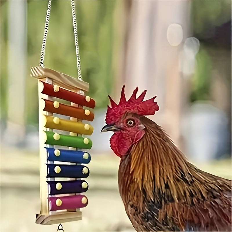 1pc Colorful Chicken Xylophone Toy Hanging Gnawing String Bird Cage Toy For Pet Bird Parrot Chicken For Playing