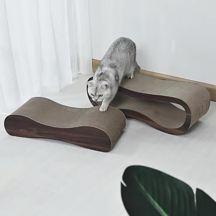 [Durable Cat Scratching Board] 2-in-1 Cat Scratching Board & Resting Bed | Durable Hard Cardboard Pet Toy, 8-Shaped Design for Claw Protection, Two-Piece Set for Indoor Cats