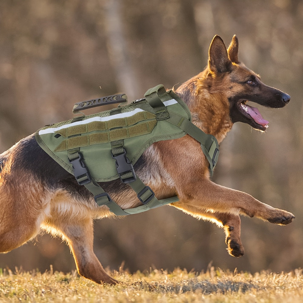 1pc Service Dog Harness, Reflective Dog Vest Harness, Adjustable Soft Oxford Pet Harness, Inner Layer Mesh, Breathable and comfortable, Easy to Control for Small Medium Large Dogs Random Buckle