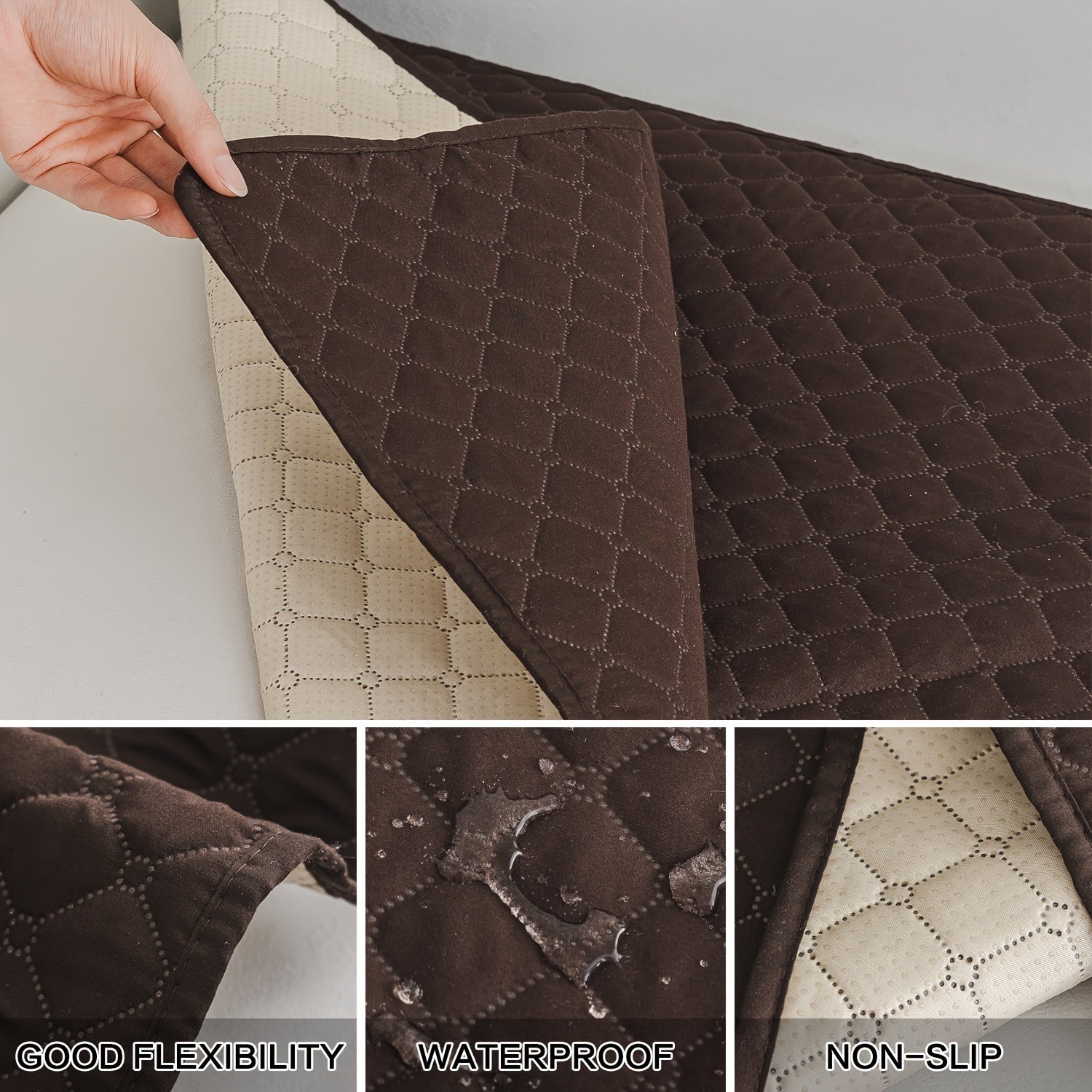 Waterproof Pet Bed Mat for Medium & Large Dogs - Non-Slip, Odor-Resistant Sofa Protector with Plaid Polyester Fill, Machine Washable, Pet Furniture Protection, Urine-proof, Car Mat