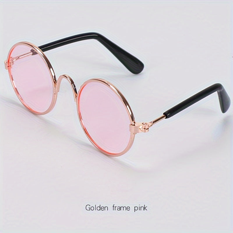 Whimsical Pet Fashion Glasses for Cats & Dogs - Fun & Stylish Round Frame Accessory, Perfect for Teddy Breeds & Unique Animal Fashion Statements, Cute Pet Accessories