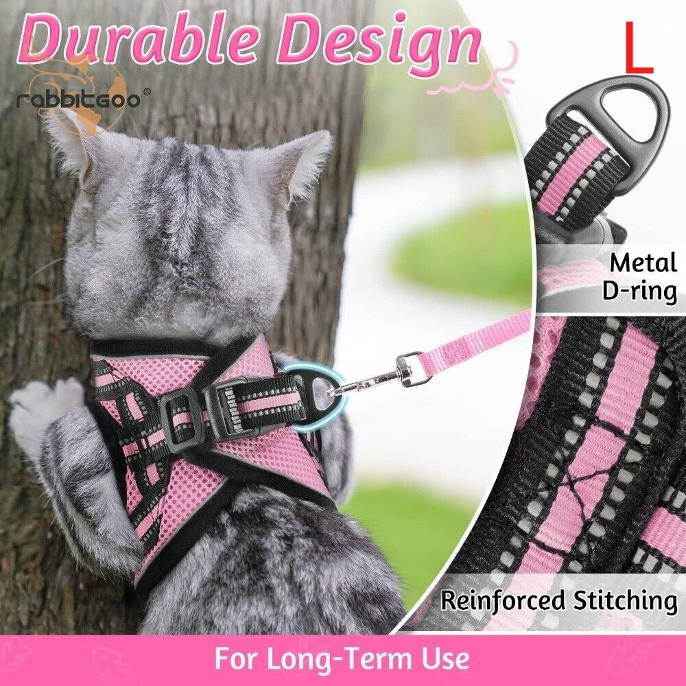 Reflective Pet Harness And Leash Set For Dogs And Cats, Adjustable Puppy Cat Vest Harness With Soft Mesh