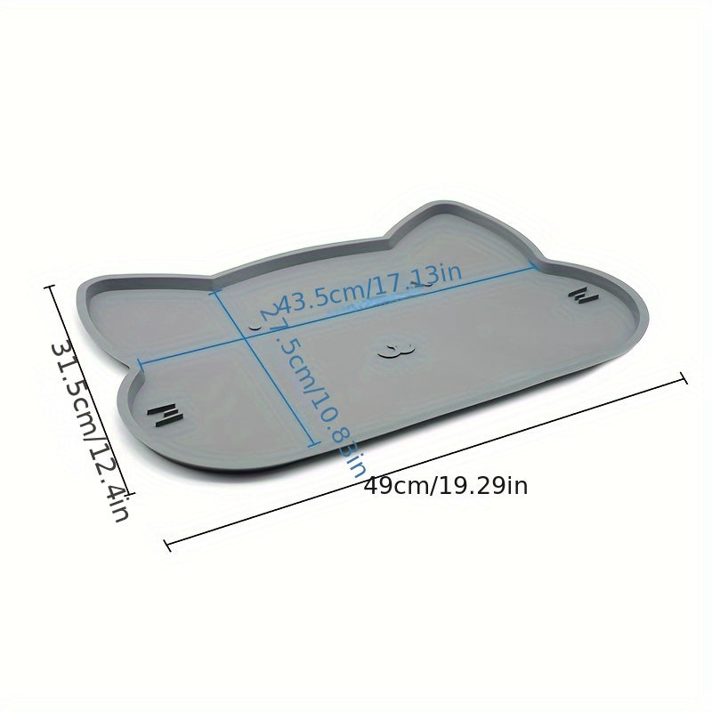 [Silicone Pet Feeding Mat] Waterproof Non-Slip Silicone Pet Feeding Mat - 19x12 inches, Easy Clean Floor Placemat with Raised Edges for Cats & Dogs