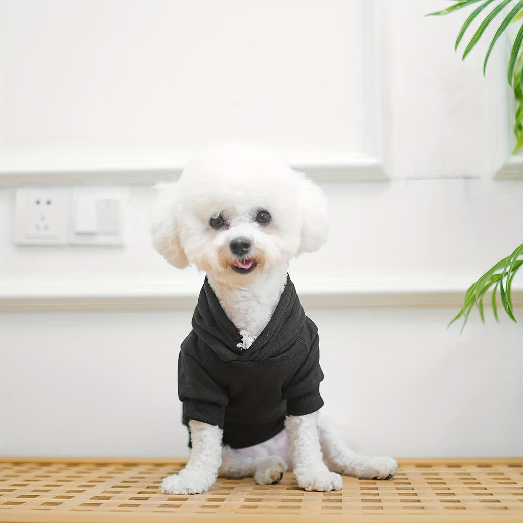 BINGPET Dog Hoodies - "Bad to the Bone" Print Soft & Warm Puppy Sweatshirt with Harness Hole, Cold Protective Winter Coats for Small, Medium & Large Dogs - Stylish & Comfortable Hooded Pet Apparel for Indoor & Outdoor Activit