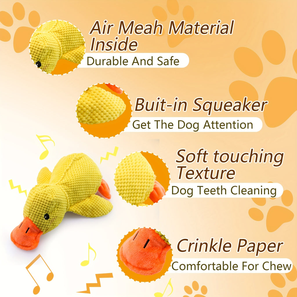 [Durable Duck Toy] Durable Yellow Punch Ya Duck Shaped Soft Toy | 1pc Interactive Chewing Dental Cleaning Pet Toy For Small To Medium Dogs, Relieves Boredom