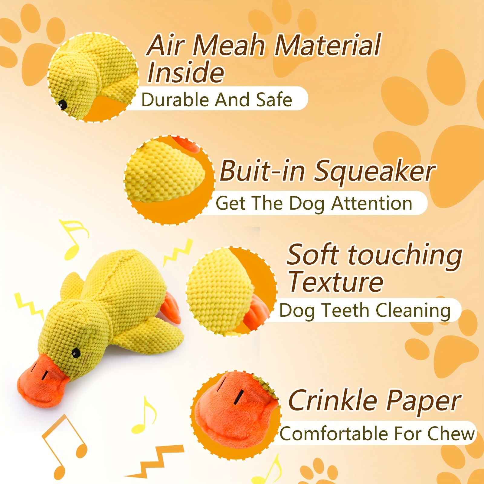 [Durable Duck Toy] Durable Yellow Punch Ya Duck Shaped Soft Toy | 1pc Interactive Chewing Dental Cleaning Pet Toy For Small To Medium Dogs, Relieves Boredom