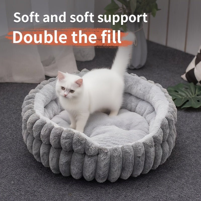 [Ultra-Soft Pet Bed] Ultra-Soft & Washable Four-Season Round Pet Bed | Soft & Comfortable Cat & Dog Mat for Indoor Use, Double-Sided Cushion with Raised Anti-Slip Bottom, Suitable for Small/Medium/Large Dogs and Cats